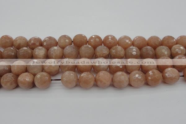 CMS945 15.5 inches 14mm faceted round A grade moonstone gemstone beads