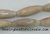 CMS95 15.5 inches 10*30mm faceted rice moonstone gemstone beads