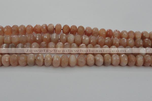 CMS951 15.5 inches 6*10mm faceted rondelle A grade moonstone beads