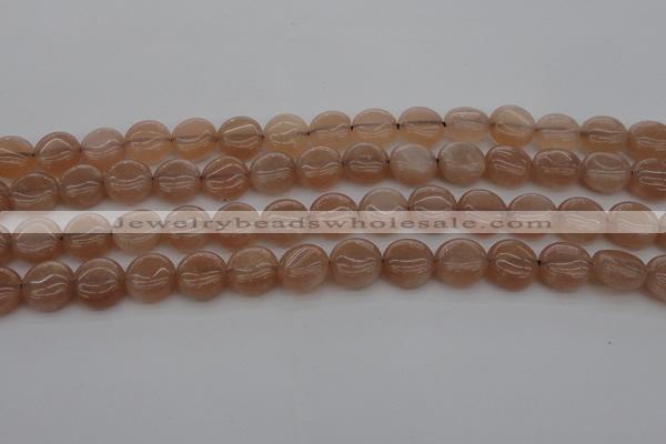 CMS956 15.5 inches 8mm flat round A grade moonstone beads