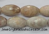 CMS96 15.5 inches 13*22mm faceted rice moonstone gemstone beads