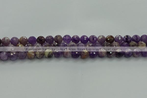 CNA1012 15.5 inches 8mm faceted round dogtooth amethyst beads