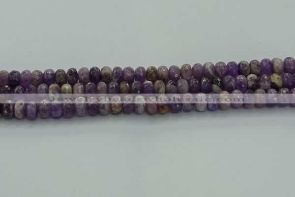 CNA1030 15.5 inches 6*10mm faceted rondelle dogtooth amethyst beads