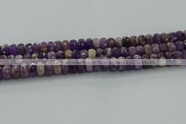 CNA1031 15.5 inches 7*12mm faceted rondelle dogtooth amethyst beads