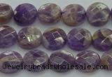 CNA1044 15.5 inches 10mm faceted coin dogtooth amethyst beads