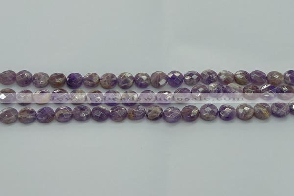 CNA1044 15.5 inches 10mm faceted coin dogtooth amethyst beads