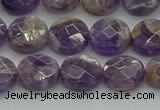 CNA1045 15.5 inches 12mm faceted coin dogtooth amethyst beads