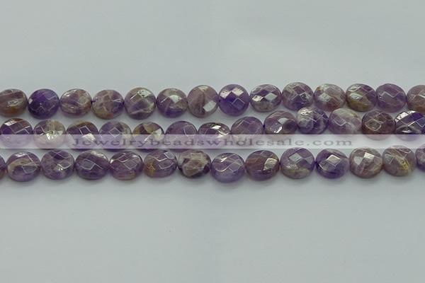 CNA1046 15.5 inches 14mm faceted coin dogtooth amethyst beads