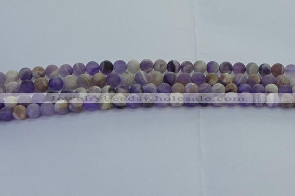 CNA1051 15.5 inches 6mm round matte dogtooth amethyst beads