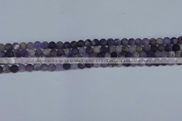 CNA1061 15.5 inches 6mm round matte dogtooth amethyst beads