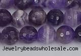 CNA1072 15.5 inches 8mm faceted round dogtooth amethyst beads