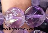 CNA1110 15.5 inches 12mm twisted & faceted coin amethyst beads