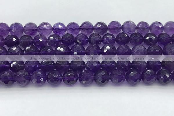 CNA1173 15.5 inches 10mm faceted round natural amethyst beads