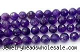 CNA1178 15.5 inches 12mm faceted round amethyst gemstone beads