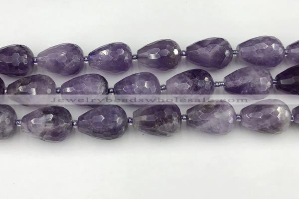 CNA1181 15.5 inches 15*20mm faceted teardrop amethyst beads