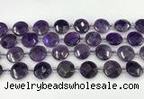 CNA1200 15.5 inches 16mm faceted coin amethyst beads wholesale