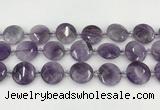 CNA1204 15.5 inches 20mm faceted coin amethyst beads wholesale