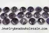 CNA1205 15.5 inches 20mm faceted coin amethyst gemstone beads