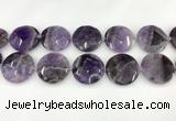 CNA1212 15.5 inches 40mm faceted coin amethyst gemstone beads