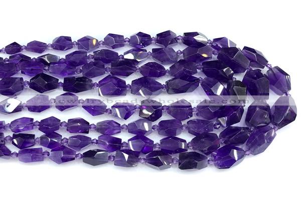 CNA1255 15 inches 6*11mm - 12*18mm faceted nuggets amethyst beads