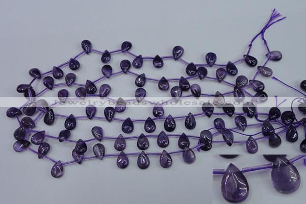 CNA288 Top-drilled 8*12mm flat teardrop natural amethyst beads