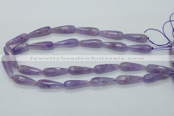 CNA320 15.5 inches 10*30mm faceted teardrop natural lavender amethyst beads