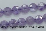 CNA321 15.5 inches 10mm faceted coin natural lavender amethyst beads