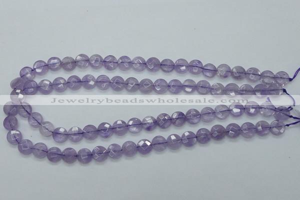 CNA321 15.5 inches 10mm faceted coin natural lavender amethyst beads