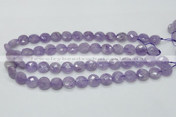 CNA323 15.5 inches 14mm faceted coin natural lavender amethyst beads