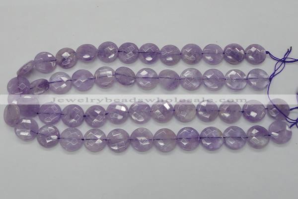 CNA324 15.5 inches 16mm faceted coin natural lavender amethyst beads