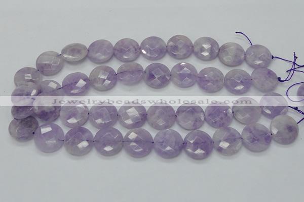 CNA325 15.5 inches 20mm faceted coin natural lavender amethyst beads