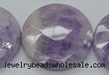 CNA327 15.5 inches 40mm faceted coin natural lavender amethyst beads