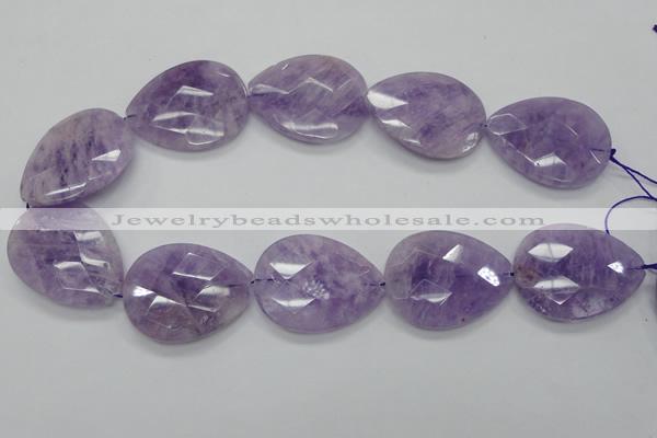 CNA338 30*40mm faceted teardrop natural lavender amethyst beads