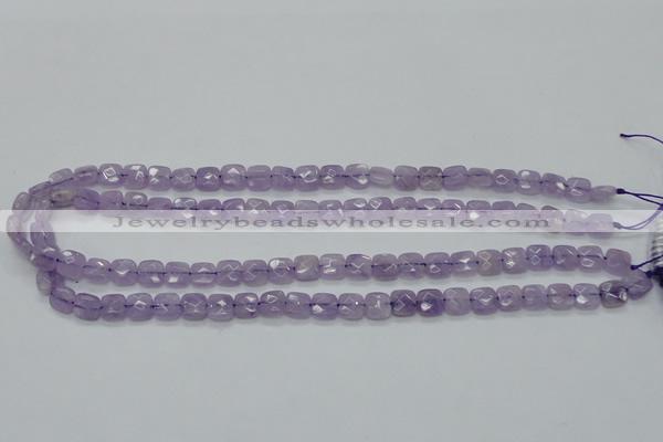 CNA339 15.5 inches 8*8mm faceted square natural lavender amethyst beads