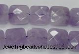 CNA340 15.5 inches 15*15mm faceted square natural lavender amethyst beads