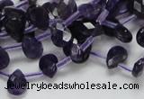 CNA38 15.5 inches 7*10mm faceted briolette grade A natural amethyst beads