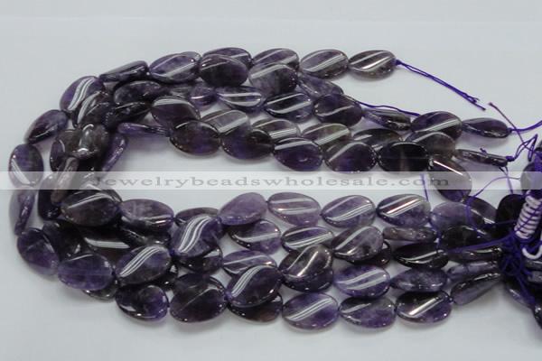 CNA43 15.5 inches 15*20mm twisted oval grade A natural amethyst beads