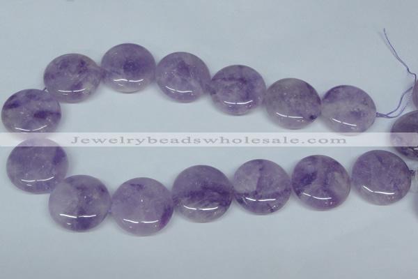 CNA438 15.5 inches 25mm flat round natural lavender amethyst beads