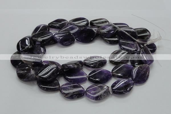 CNA44 15.5 inches 22*30mm twisted teardrop grade A natural amethyst beads