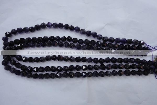 CNA500 15 inches 8mm faceted nuggets amethyst gemstone beads