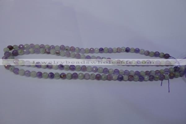 CNA661 15 inches 6mm faceted round lavender amethyst & prehnite beads