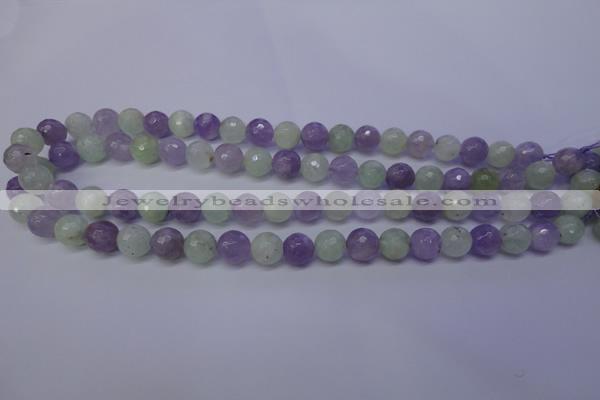 CNA663 15 inches 10mm faceted round lavender amethyst & prehnite beads