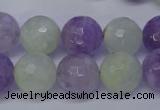 CNA665 15 inches 14mm faceted round lavender amethyst & prehnite beads