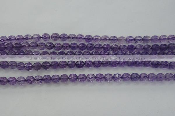 CNA68 15.5 inches 6mm faceted round natural amethyst beads