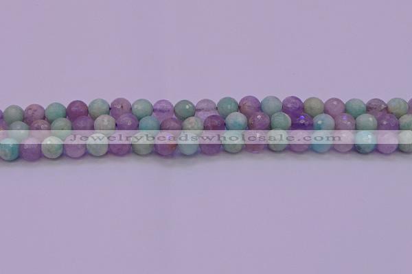 CNA682 15.5 inches 8mm faceted round lavender amethyst & amazonite beads