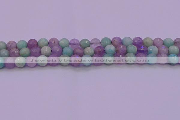 CNA683 15.5 inches 10mm faceted round lavender amethyst & amazonite beads