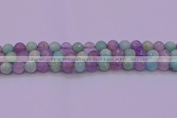 CNA684 15.5 inches 12mm faceted round lavender amethyst & amazonite beads