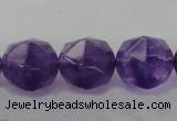 CNA71 15.5 inches 12mm faceted round natural amethyst beads