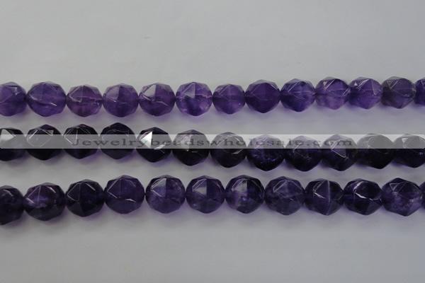 CNA71 15.5 inches 12mm faceted round natural amethyst beads