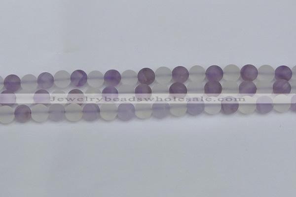 CNA737 15.5 inches 8mm round matte amethyst & white crystal beads